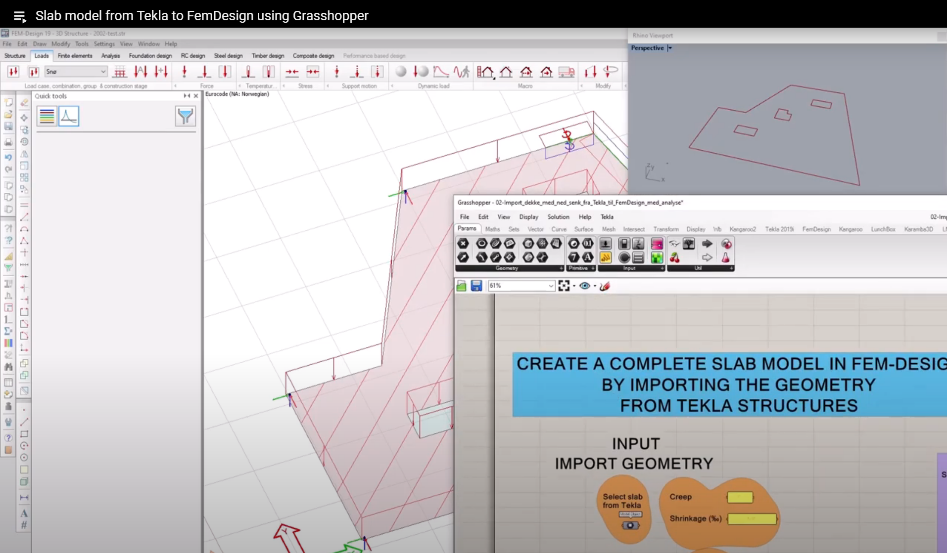 Slab model from Tekla to FemDesign using Grasshopper